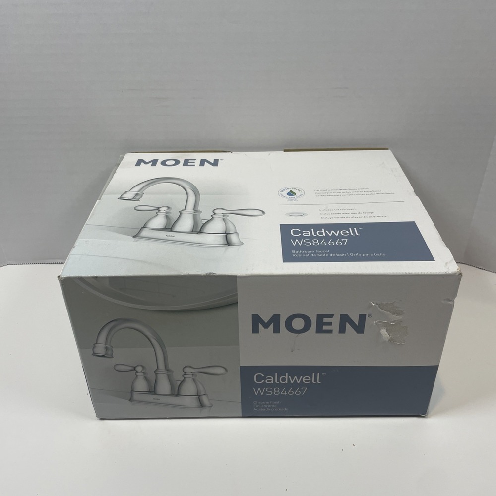 Moen Bathroom Faucet Chrome Caldwell WS84667 Two Handle 4-Inch Centerset HighArc